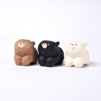 The Carved Wooden Clinging Downward Bear Family